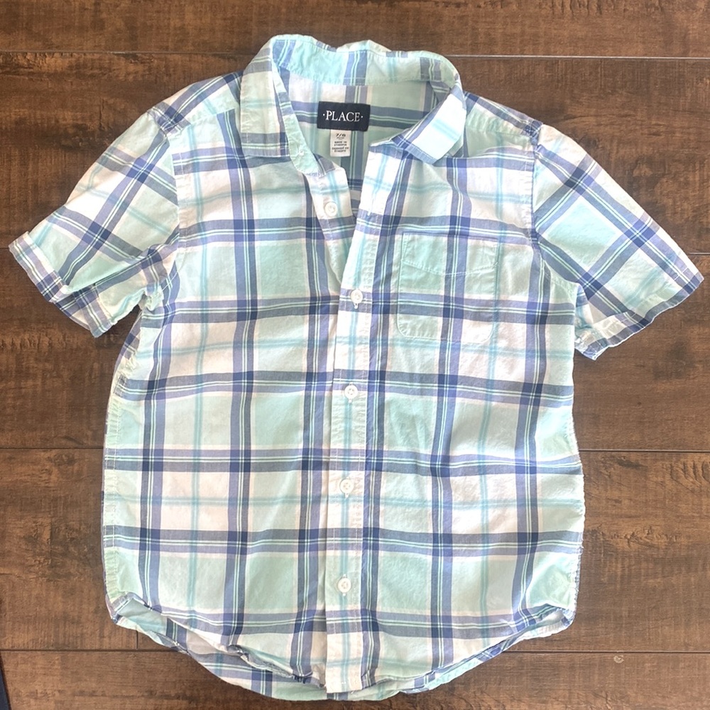 Childrens Place Short sleeve button Plaid Shirt … great for Easter